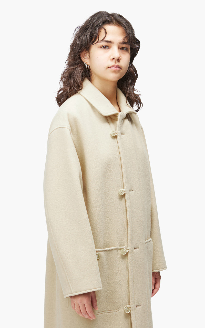 Auralee W Double Cloth Super Fine Melton Coat Light Beige