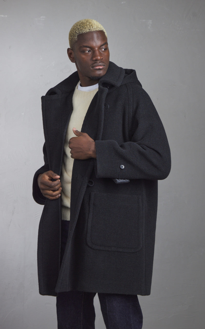 Kaptain Sunshine Duffle Coat Top Mix Black