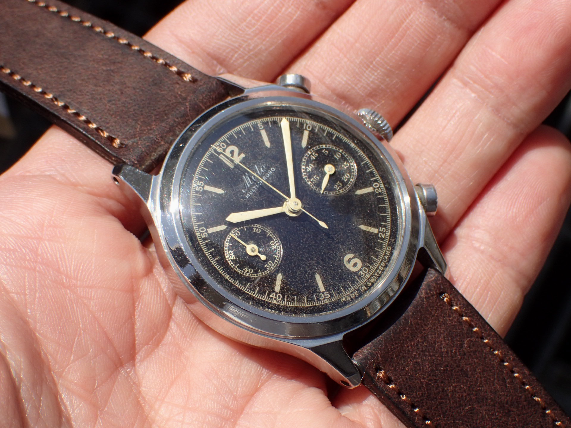 ミドー マルチクロノ Cal. Minerva 13-20CH ブラックDL 1940年代