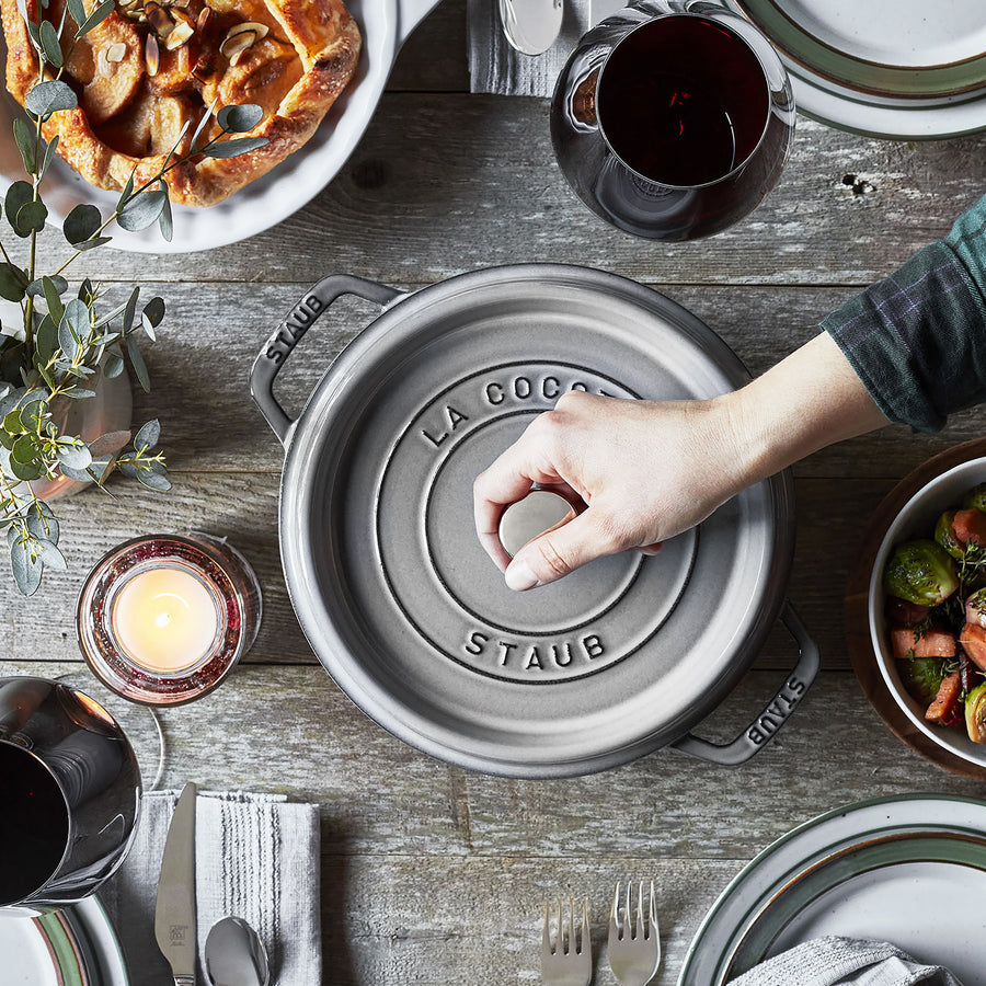 Staub Dutch Oven - 7-qt Cast Iron Cocotte - Graphite Gray