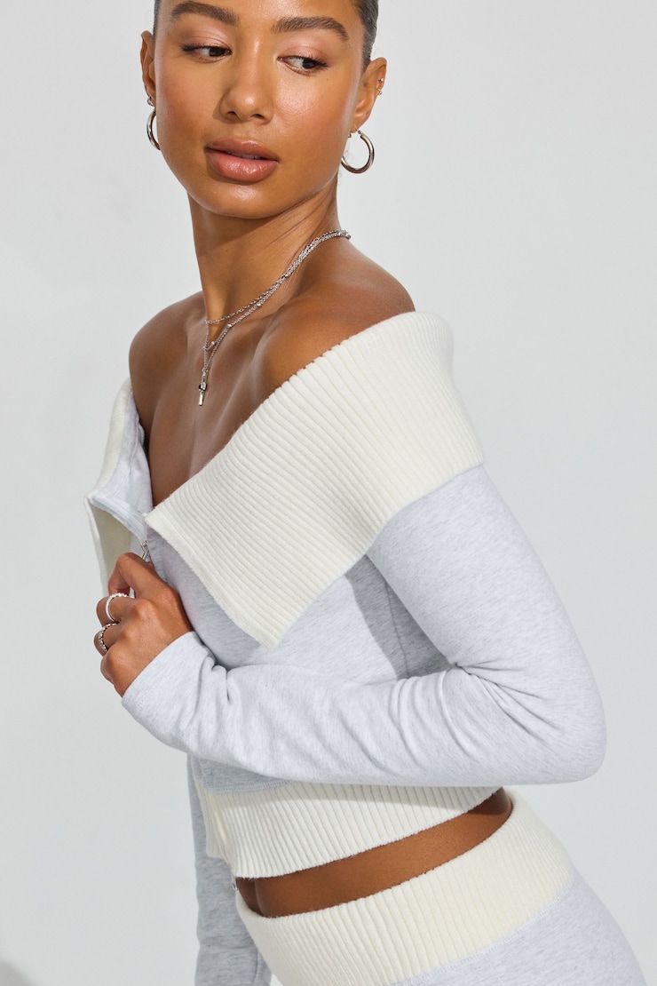 Combo Off Shoulder Zip Up Gray | Garage