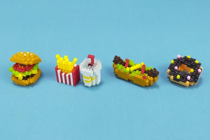 ダイソー】プチブロック「たべもの」1～4をレビュー【第1弾-①】