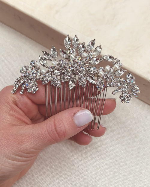 Alexa Pearl & Crystal Comb - Shop Bridal Accessories | Dareth Colburn