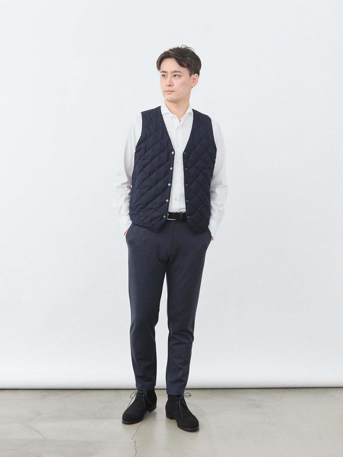 7 Days ダイヤモンドキルティングベスト/ウォッシャブル/ネイビー