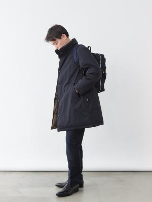 リバーシブル超軽量ロングダウン/ブラック×カーキ | Factelier