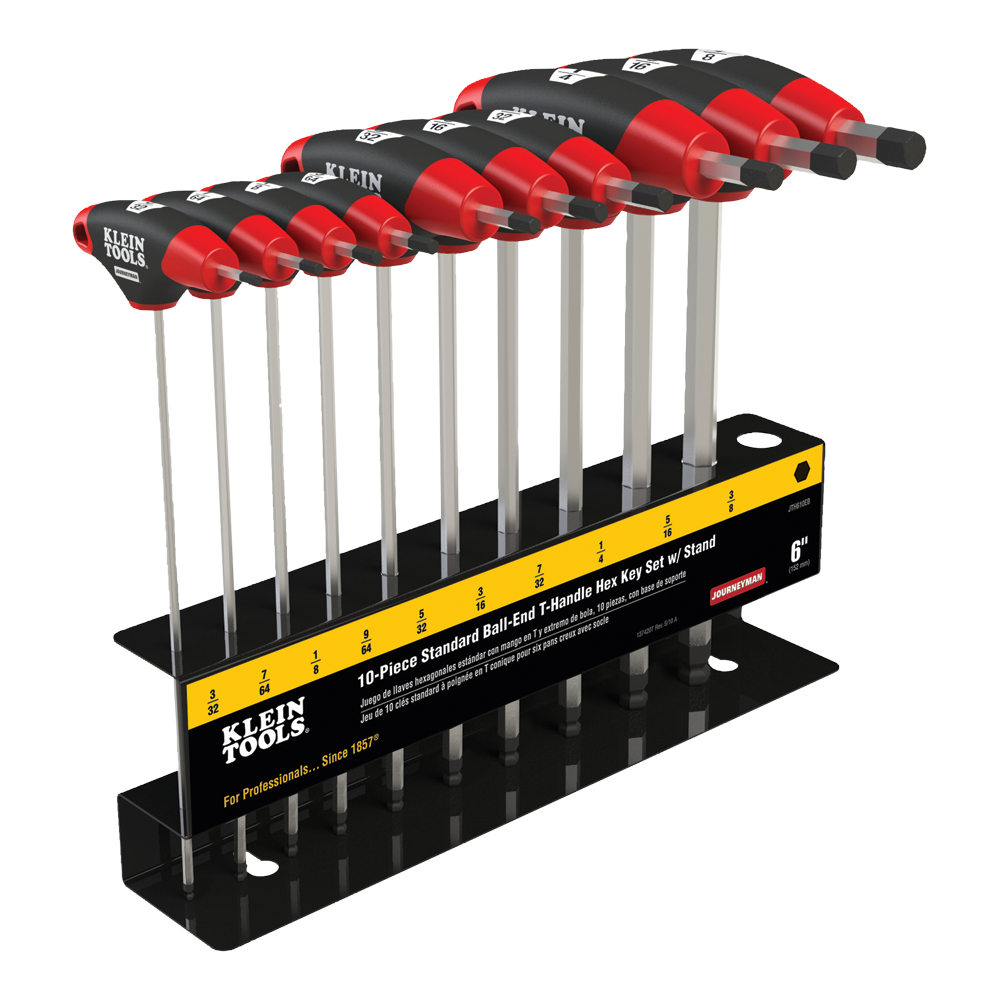 Hex Key Set, SAE Ball-End T-Handle, 15.2 cm with Stand, 10-Piecee
