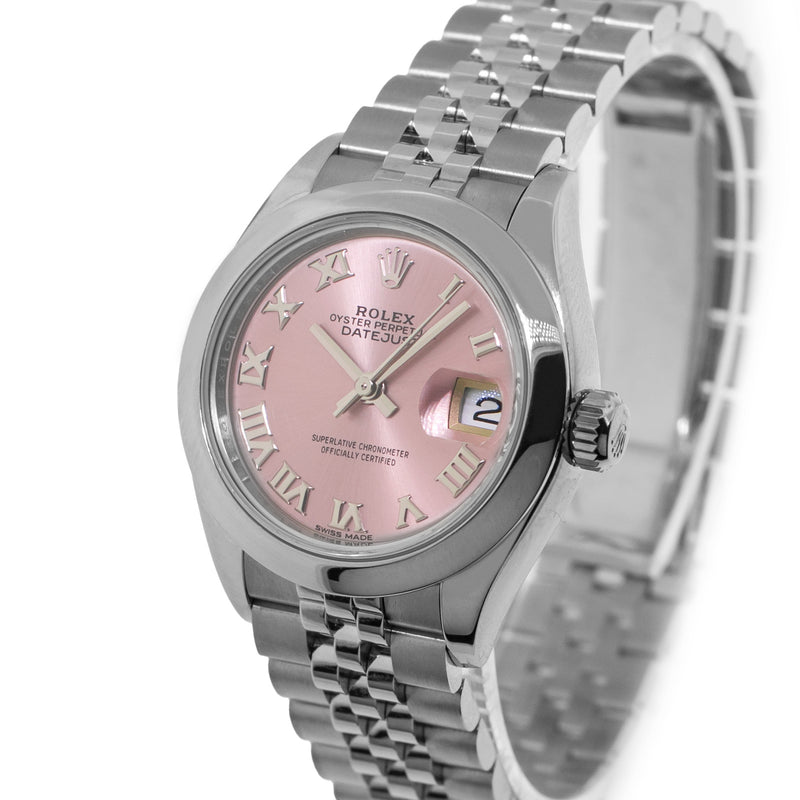Rolex Lady-Datejust 28mm Stainless Steel Pink Roman Dial & Smooth