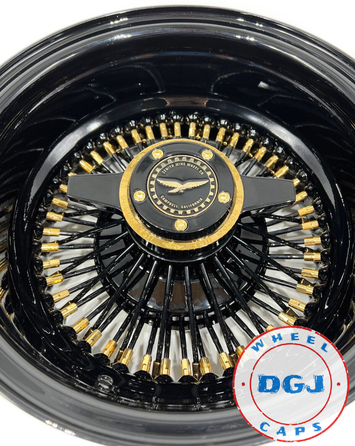 13x7 Rev 72 STR Black with Gold Nipples +Zenith Locking Lowrider