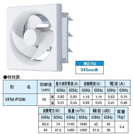 VFM-P30K 日本キヤリア 業務用・工業用換気扇 産業用換気扇インテリア