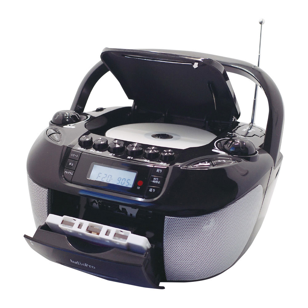 カラオケができるラジカセ（カラオケDVD/マイク2本付き