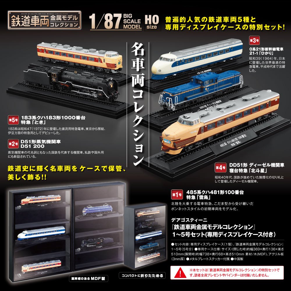 鉄道車両金属モデルコレクション』1～5号セット(ケース付