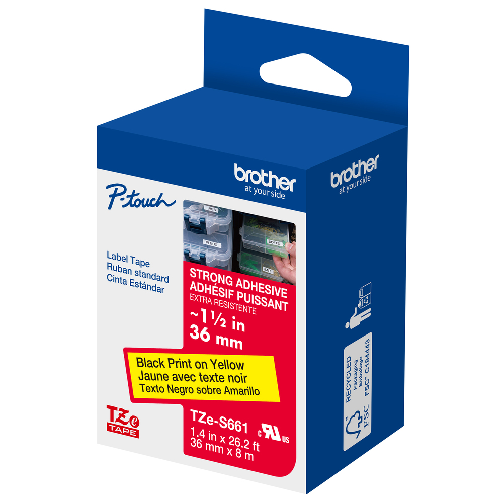 TZe-S661 - 36mm Black on Yellow Laminated Label Tape