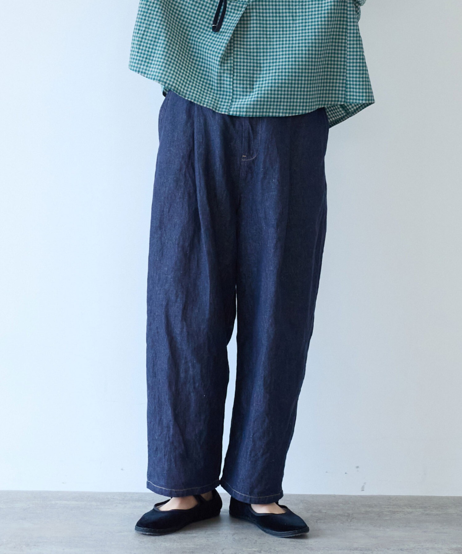 AMBIDEX Store △コットンリネンデニム バックゴムパンツ(M シロ): yuni