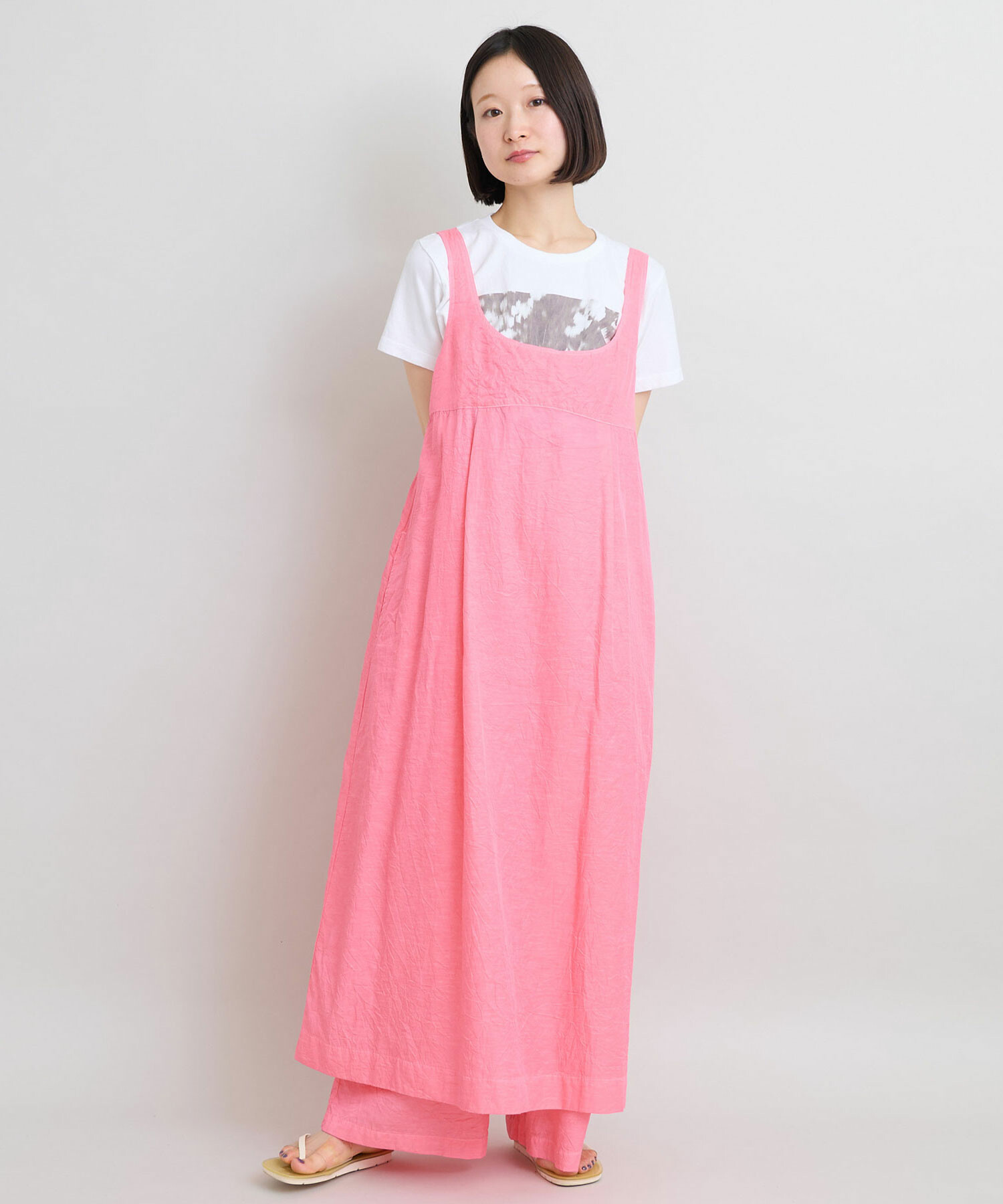 AMBIDEX Store 〇キュプラコットンツイル桐生シワ ロングワンピース(F