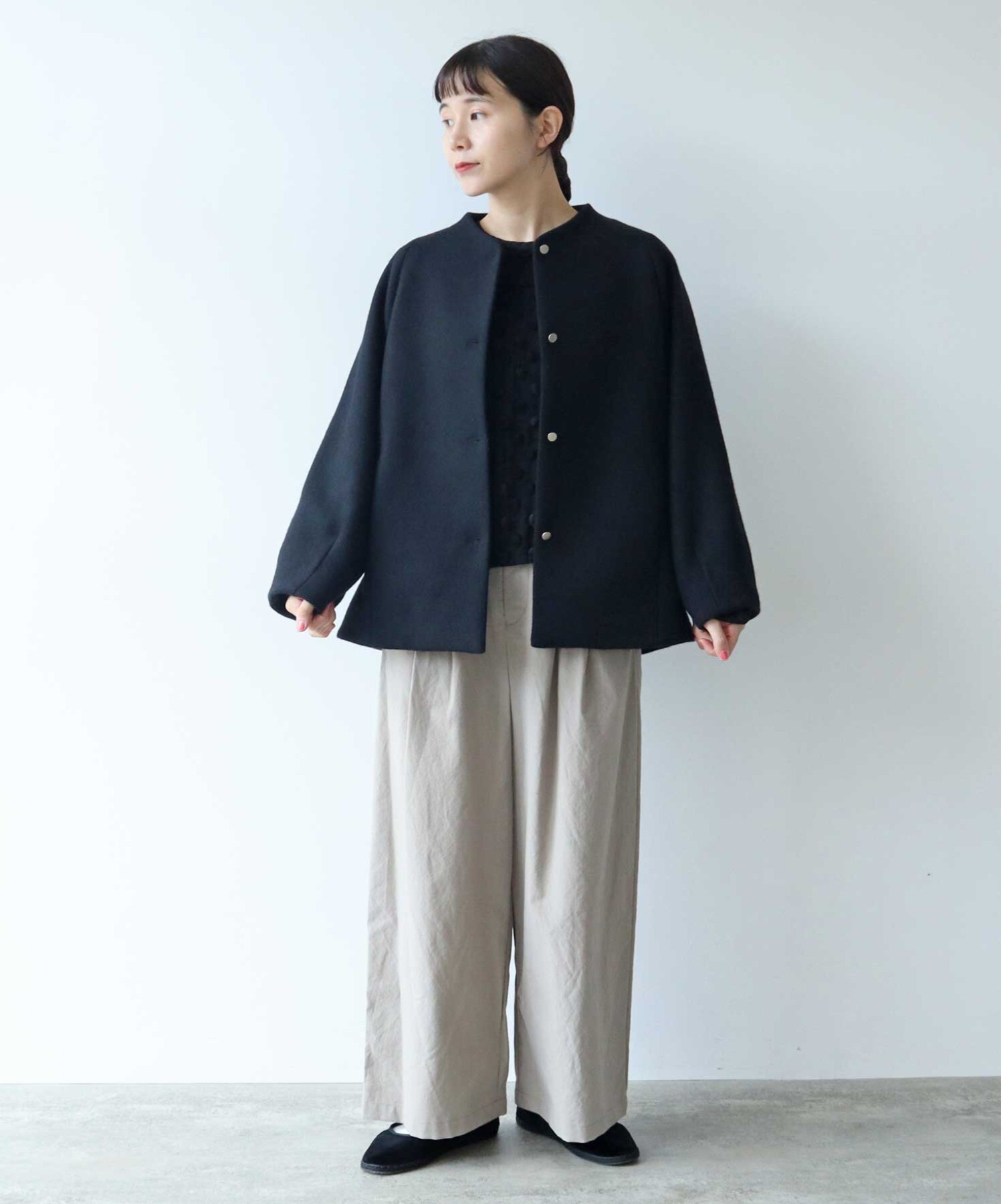 AMBIDEX Store △super110 綾2重織ボトルネックコート(F クロ): yuni