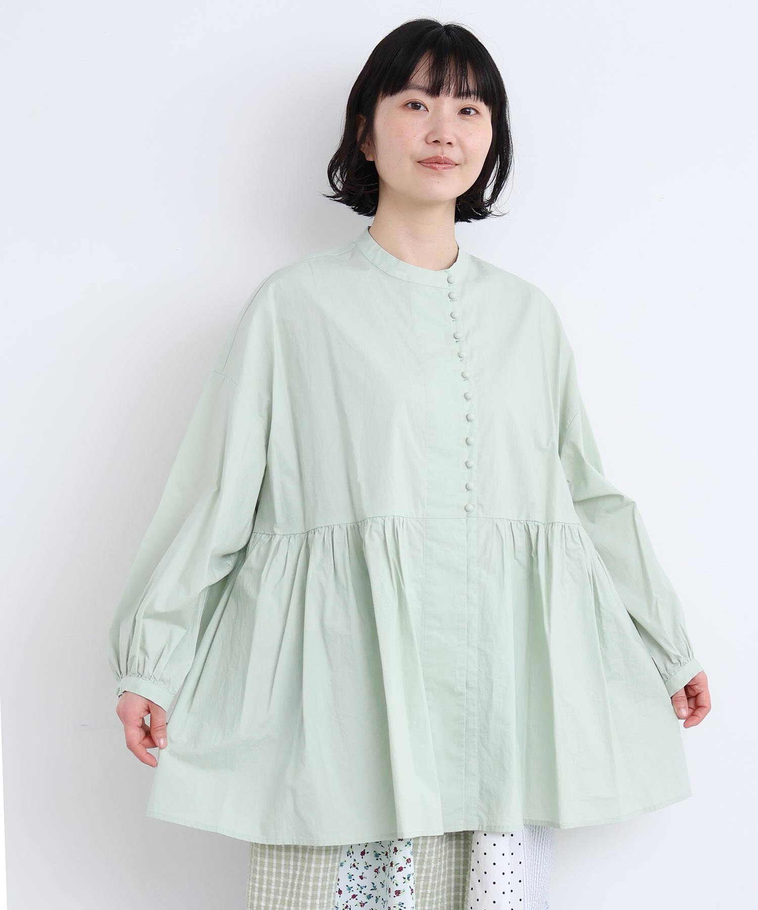 AMBIDEX Store 〇タイプライターころころボタン ブラウス (F シロ): l