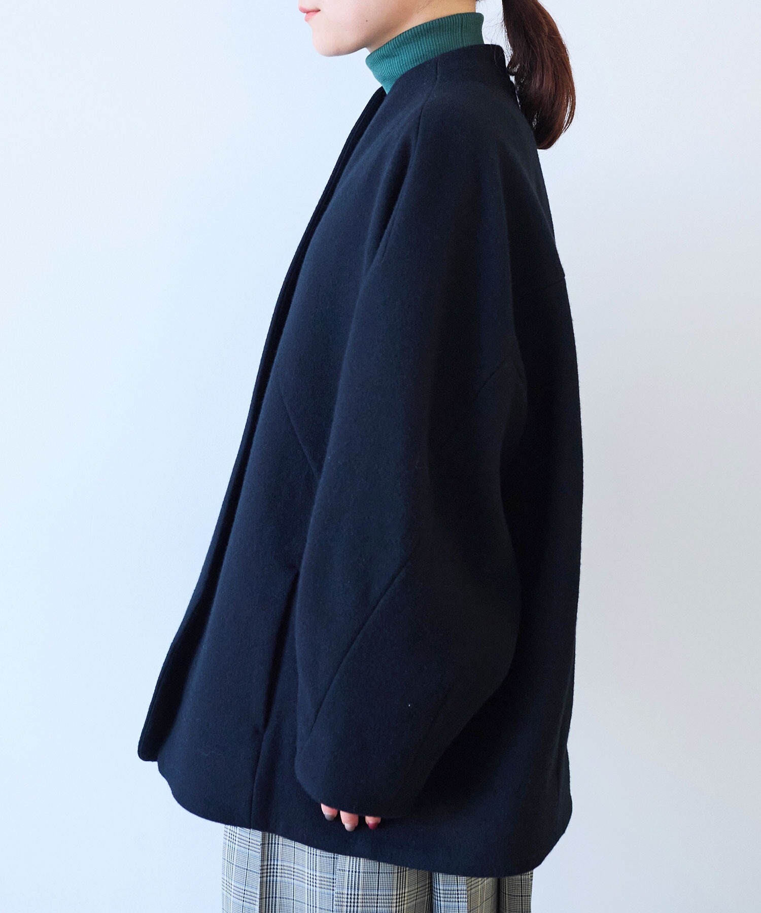 AMBIDEX Store ○ウールsuper100 middle length cocoonコート(F グレー