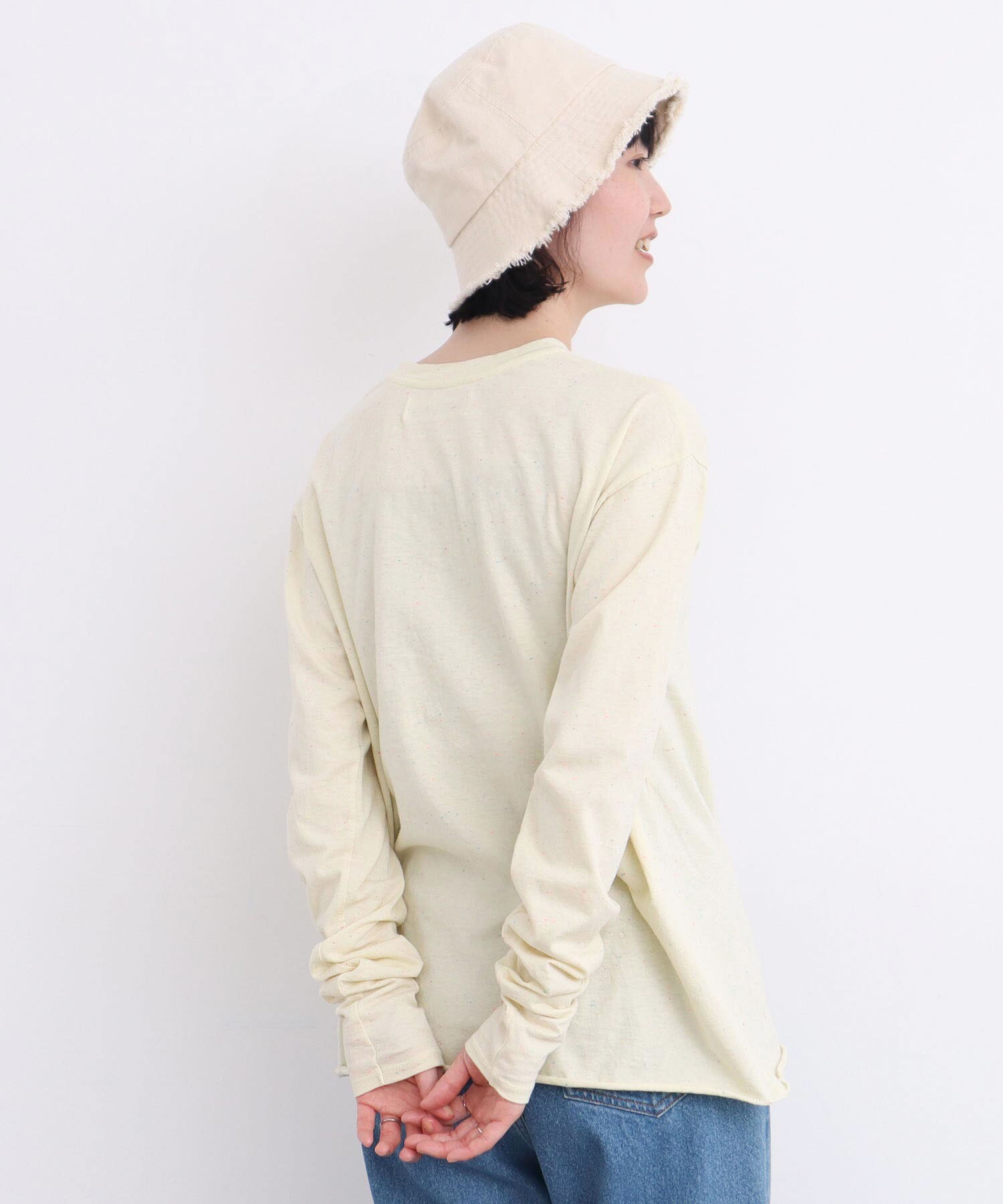 AMBIDEX Store 〇カラフルネップ天竺 くしゅ袖Tシャツ(F クロ): l