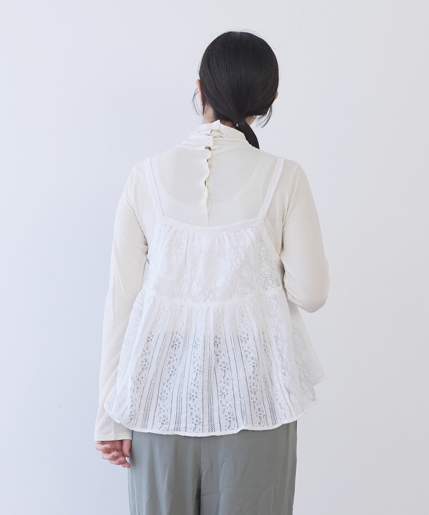 AMBIDEX Store ○indiaパッチワークレース キャミビスチェ(F シロ): yuni