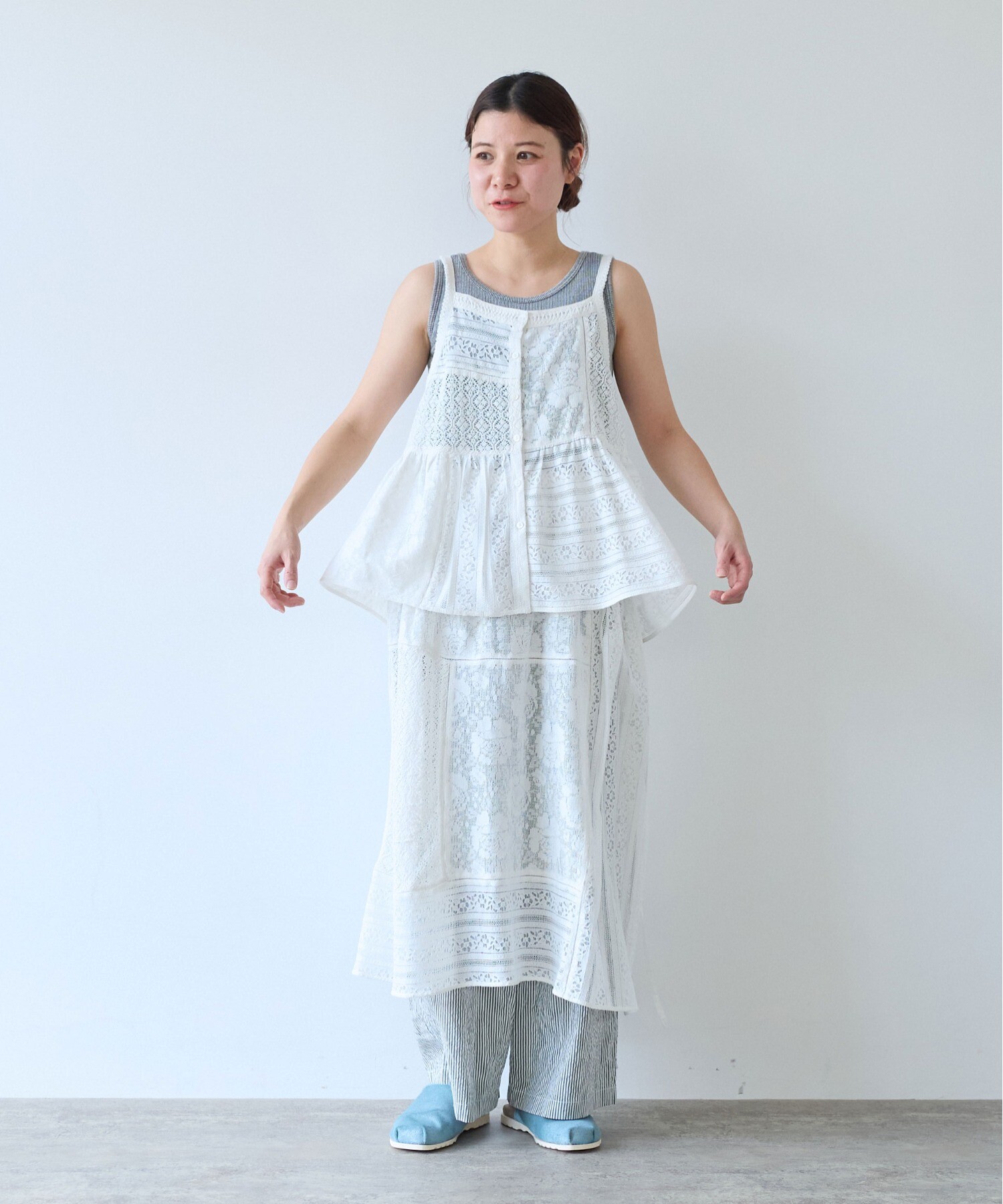 AMBIDEX Store ○indiaパッチワークレース キャミビスチェ(F シロ): yuni