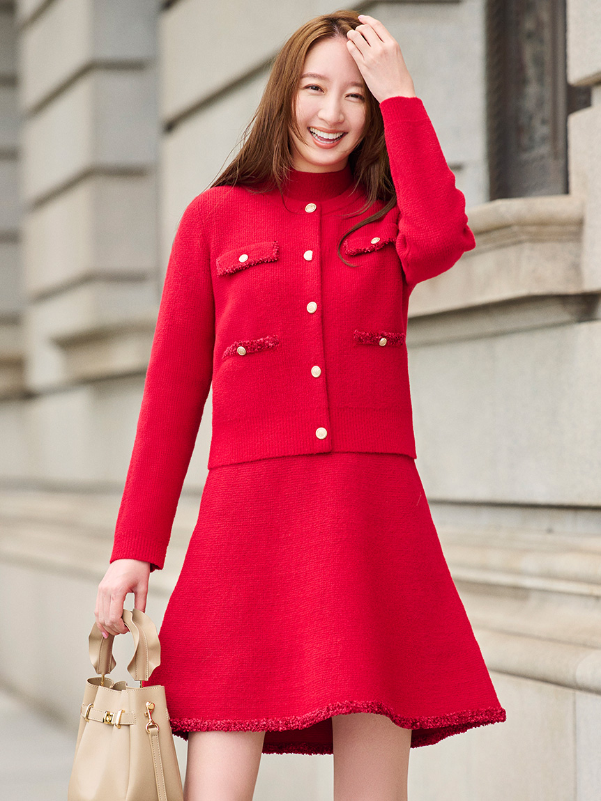 限定カラーあり】トリムミニニットワンピースセット(デイリー