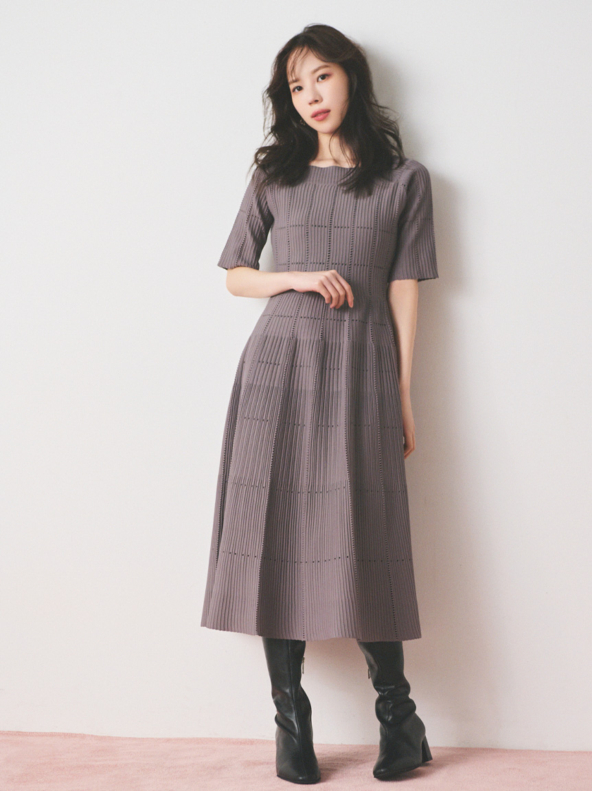 スクエアネックディフォーメーションニットワンピース(デイリー