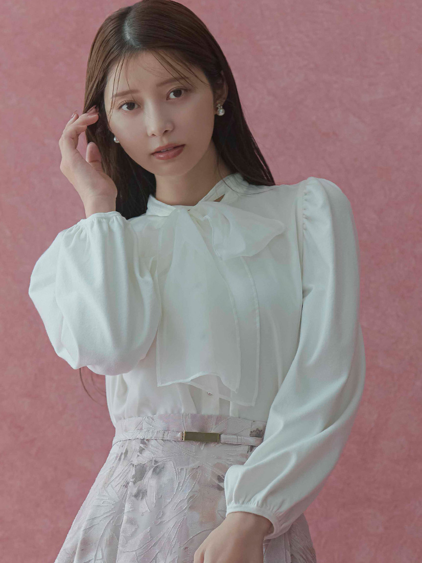 ウォッシャブル】ニットコンビレイヤードフレアブラウス(ブラウス