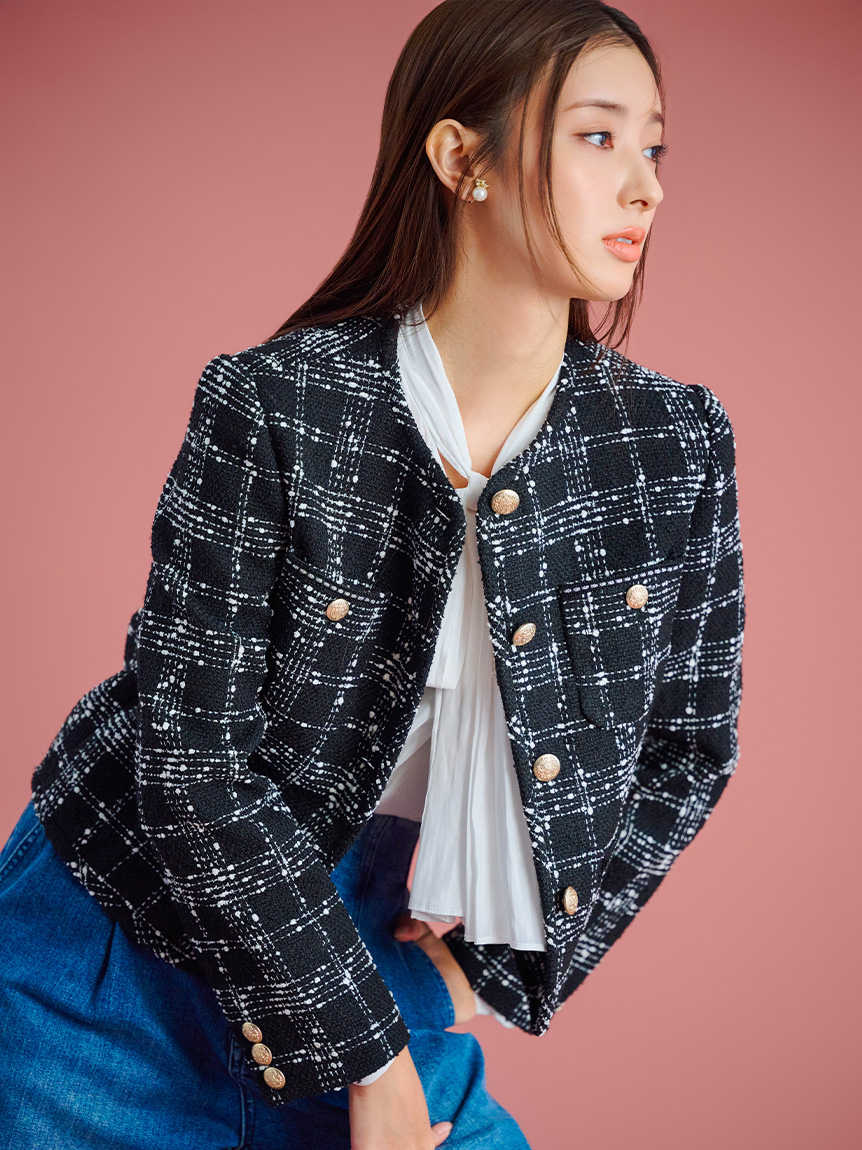 パイピングデザインツイードジャケット(ジャケット・ブルゾン)｜OUTER