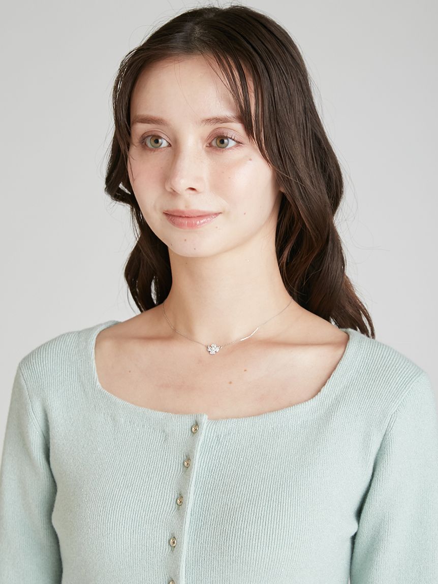 スクエアネックラメニットカーディガン(ニットプルオーバー)｜TOPS