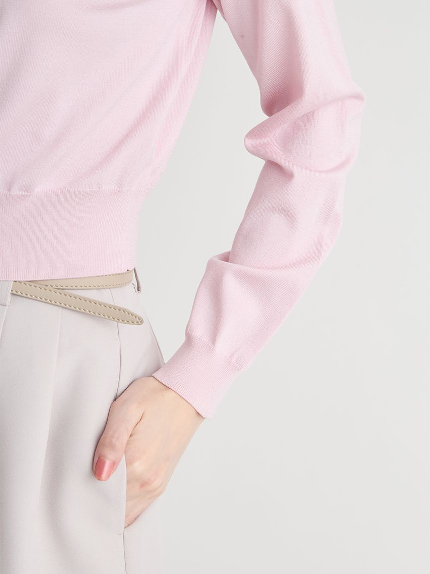 UVカット】シルクブレンドビジューネックカーディガン(ニットプル