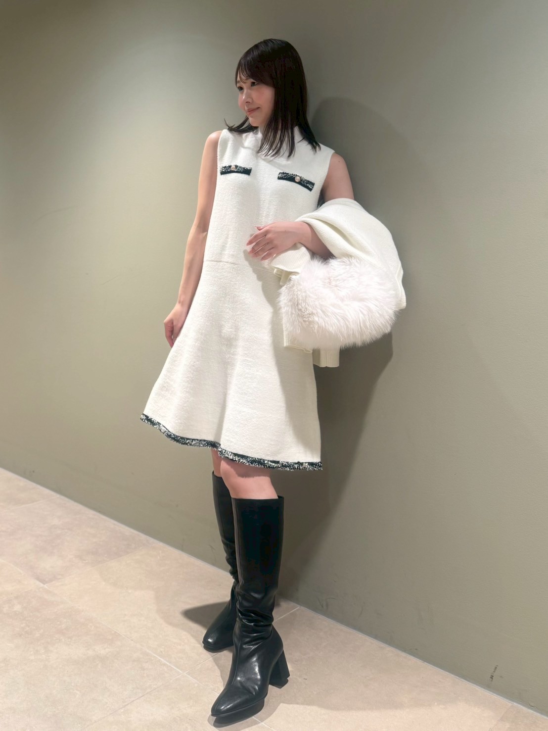 限定カラーあり】トリムミニニットワンピースセット(デイリー