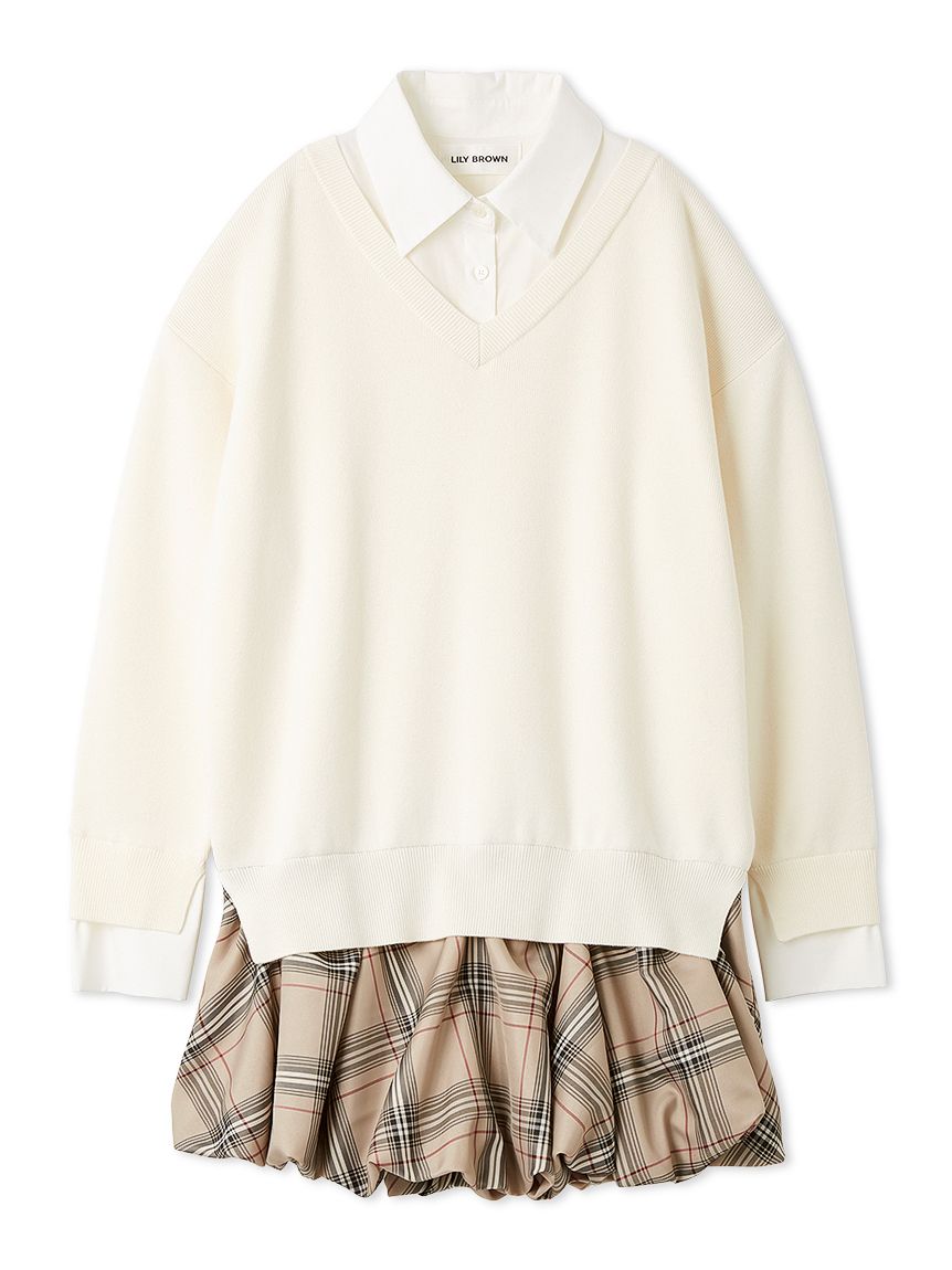 ニットドッキングバルーンワンピース(ニットワンピース)｜ワンピース