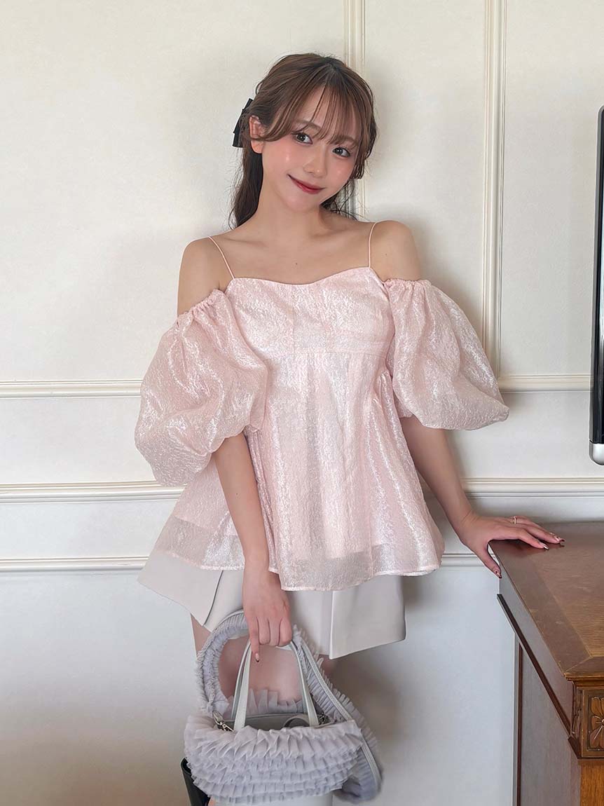 WEB限定カラー】3wayシアージャガードペプラムブラウス(ビスチェ