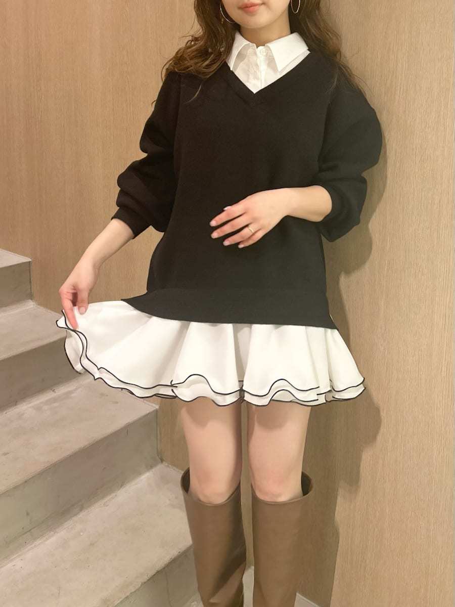 シャツドッキングフリルミニワンピース(マキシ・ロングワンピース