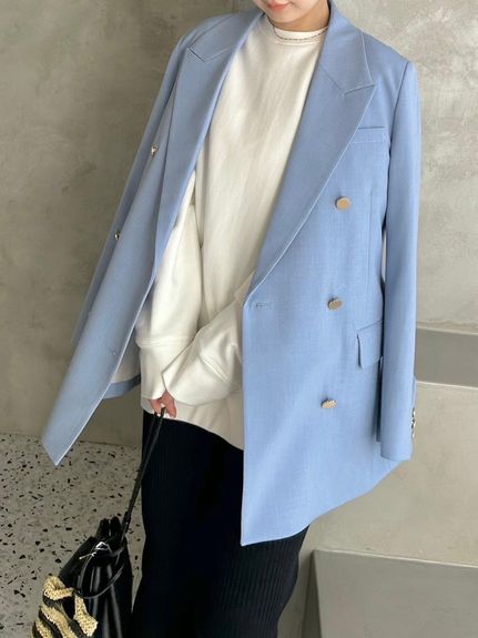 金釦ダブルブレストロングブレザー(テーラードジャケット)｜アウター