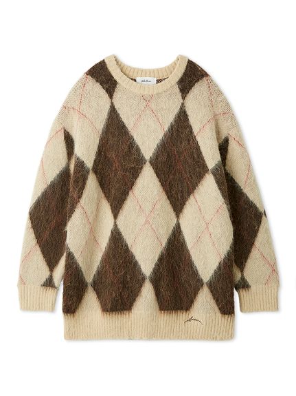 アルパカ混アーガイルミニニットワンピース(ニットワンピース