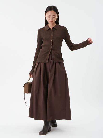 セットアイテム】ポロ衿ニットタックフレアスカートコーデSET