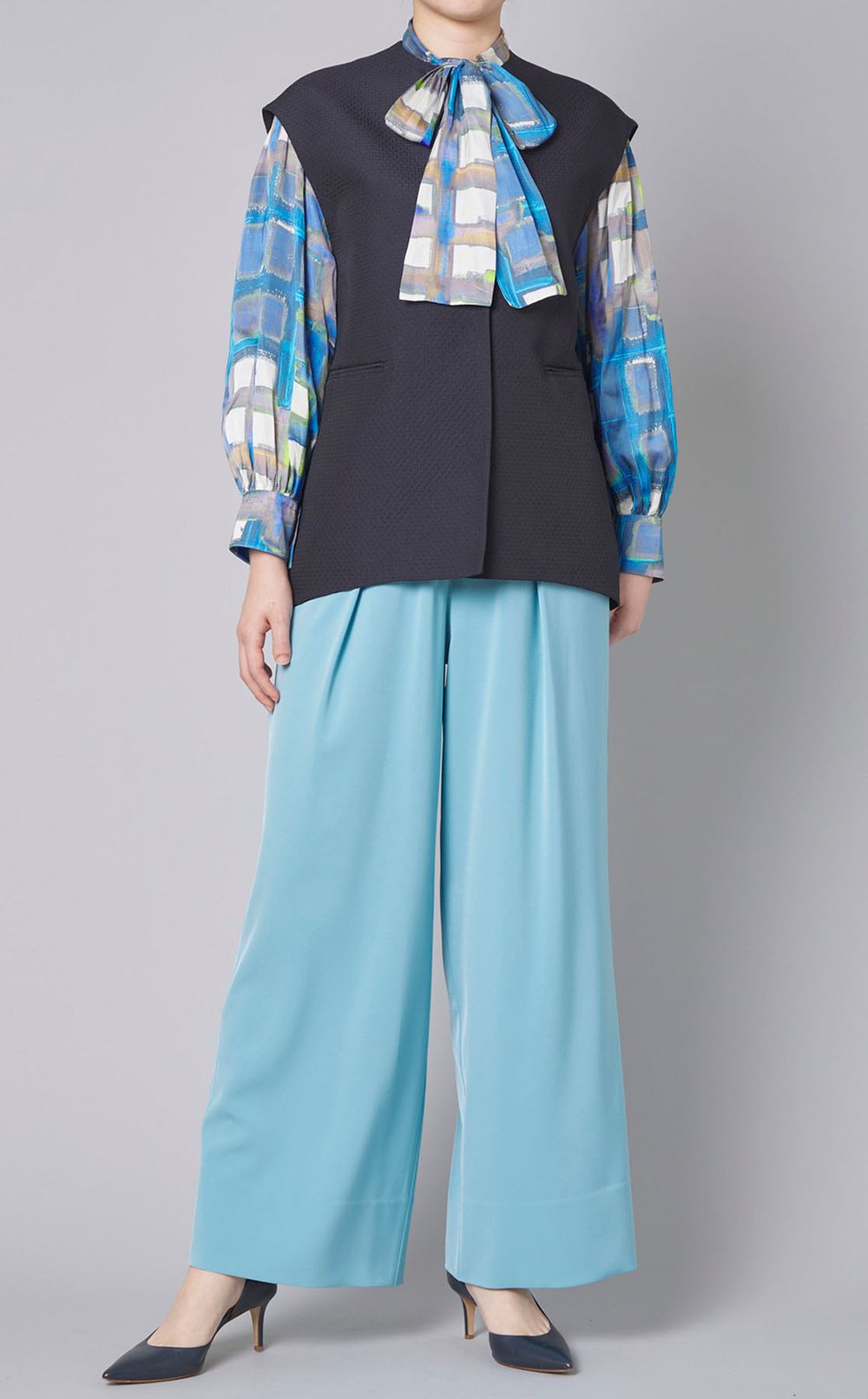 Ballsey｜チェックプリントボウタイブラウス