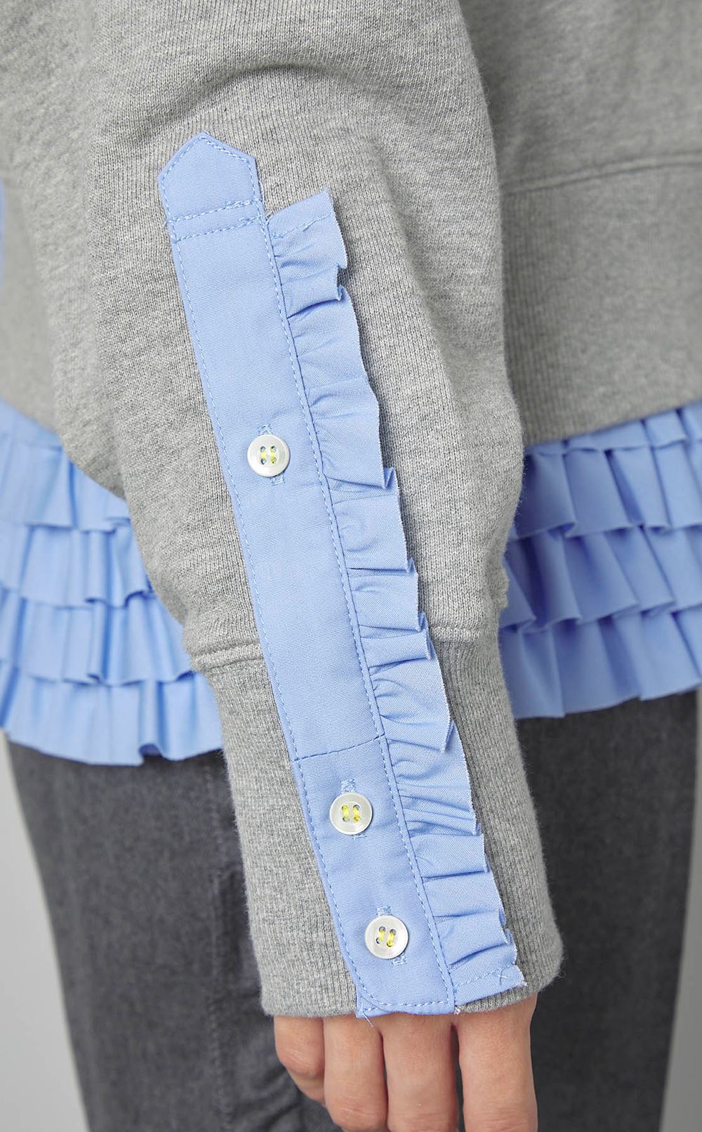 MUVEIL｜フリルシャツレイヤードプルオーバー