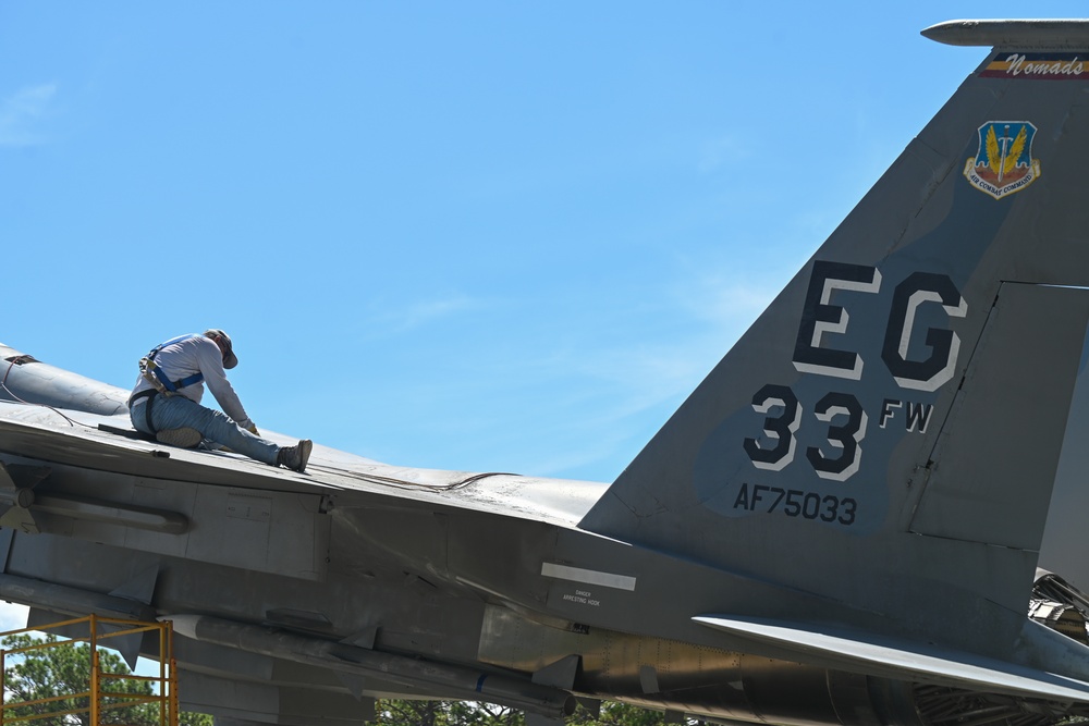DVIDS - News - 33 FW F-15 static undergoes restoration