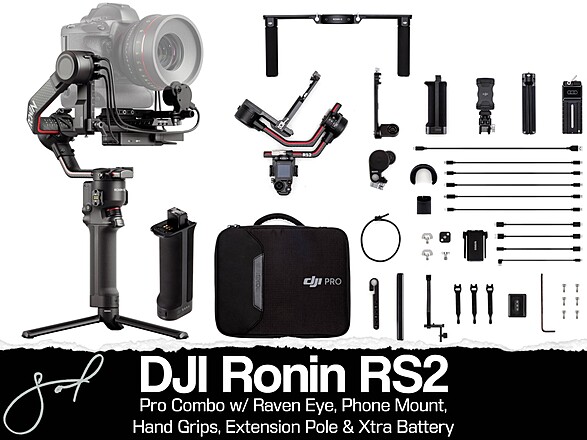 Rent a DJI RS 2 Pro Combo w/ Raven Eye, Xtra Battery, Extension