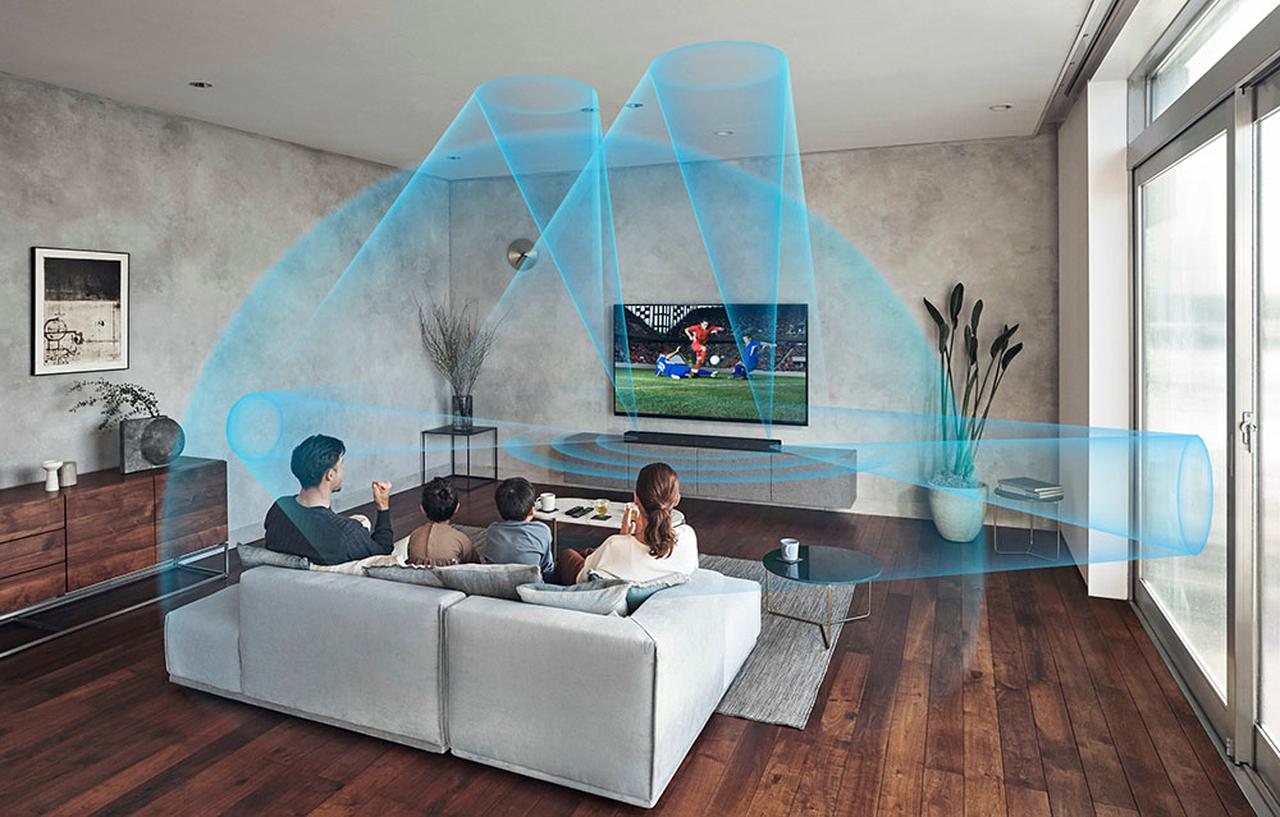 75インチクラスの大画面と組み合わせて、広大なサラウンドを再現できる