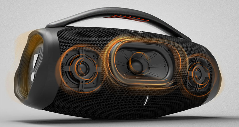 JBLのBluetoothスピーカー「BOOMBOX3」は9月9日に発売。スピーカー構成