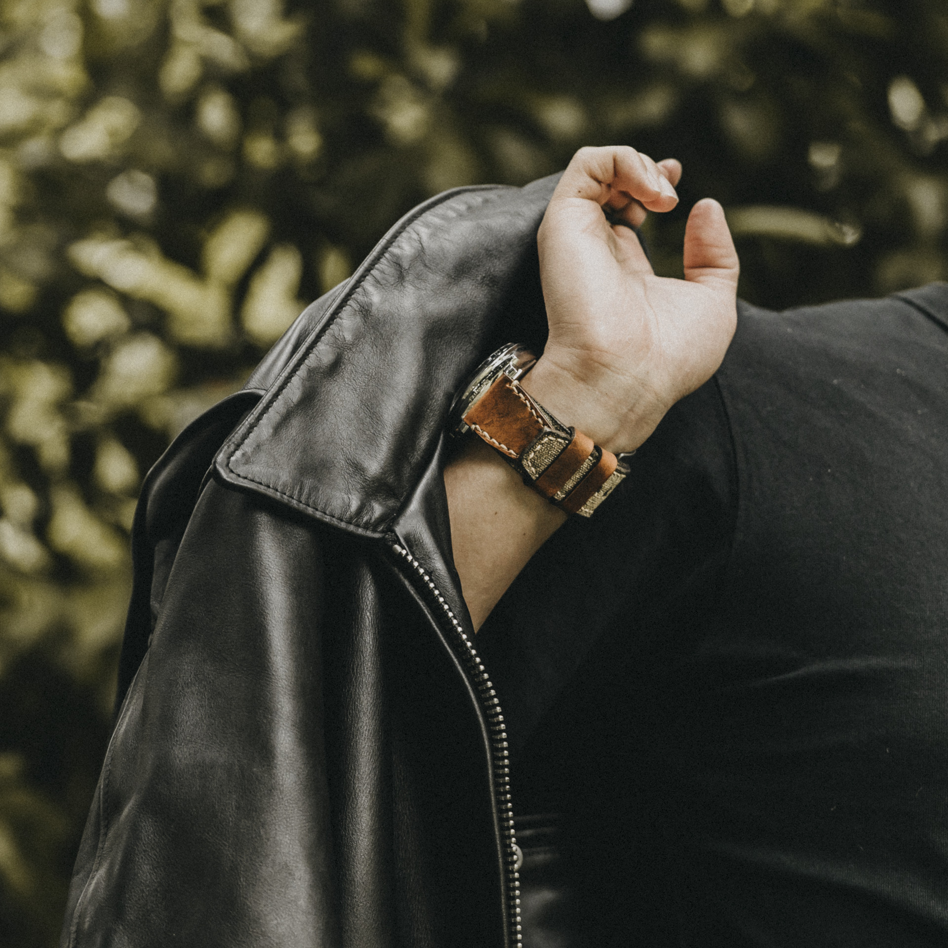 ソルト＆ペッパー」スイス軍リュックキャンバス腕時計ベルト、スタンプ