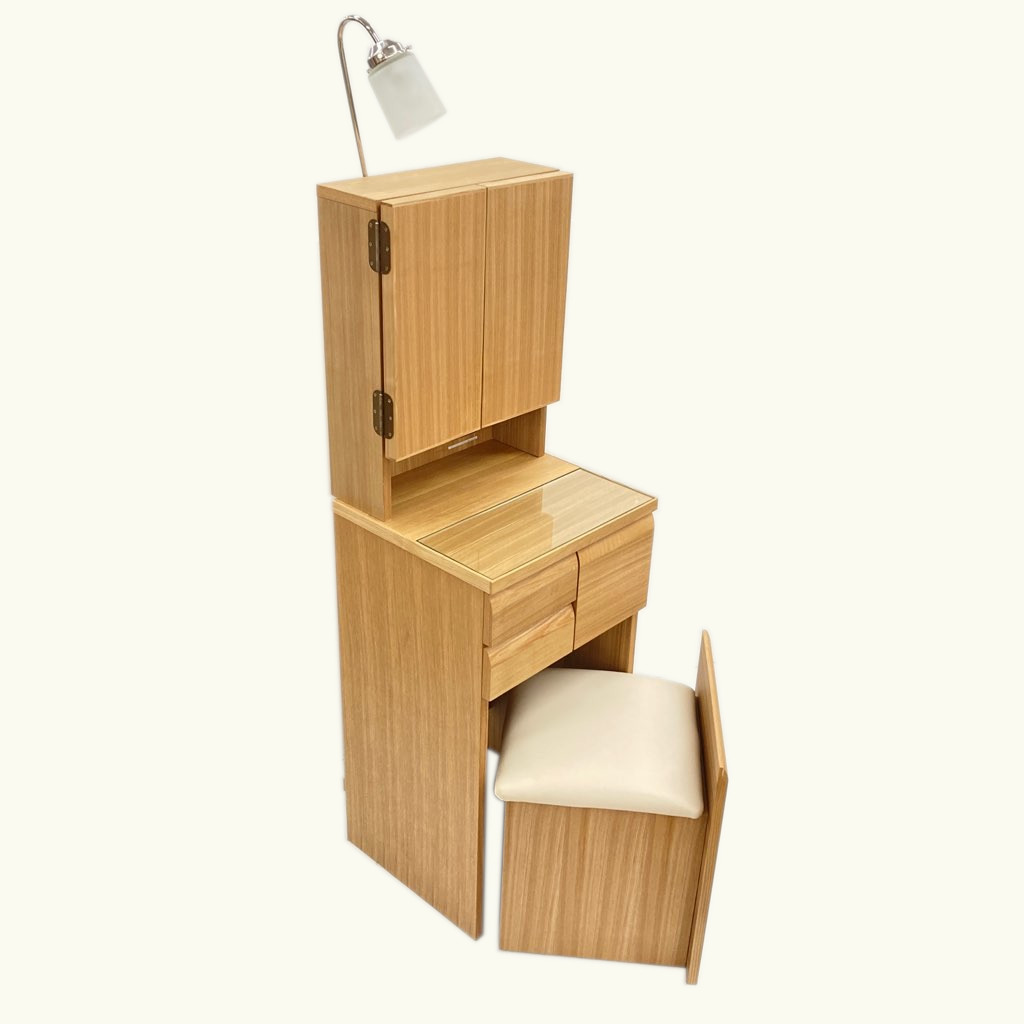 ニトリ 三面鏡ドレッサー NノワルLBR ライトブラウン 椅子付 44×42×160