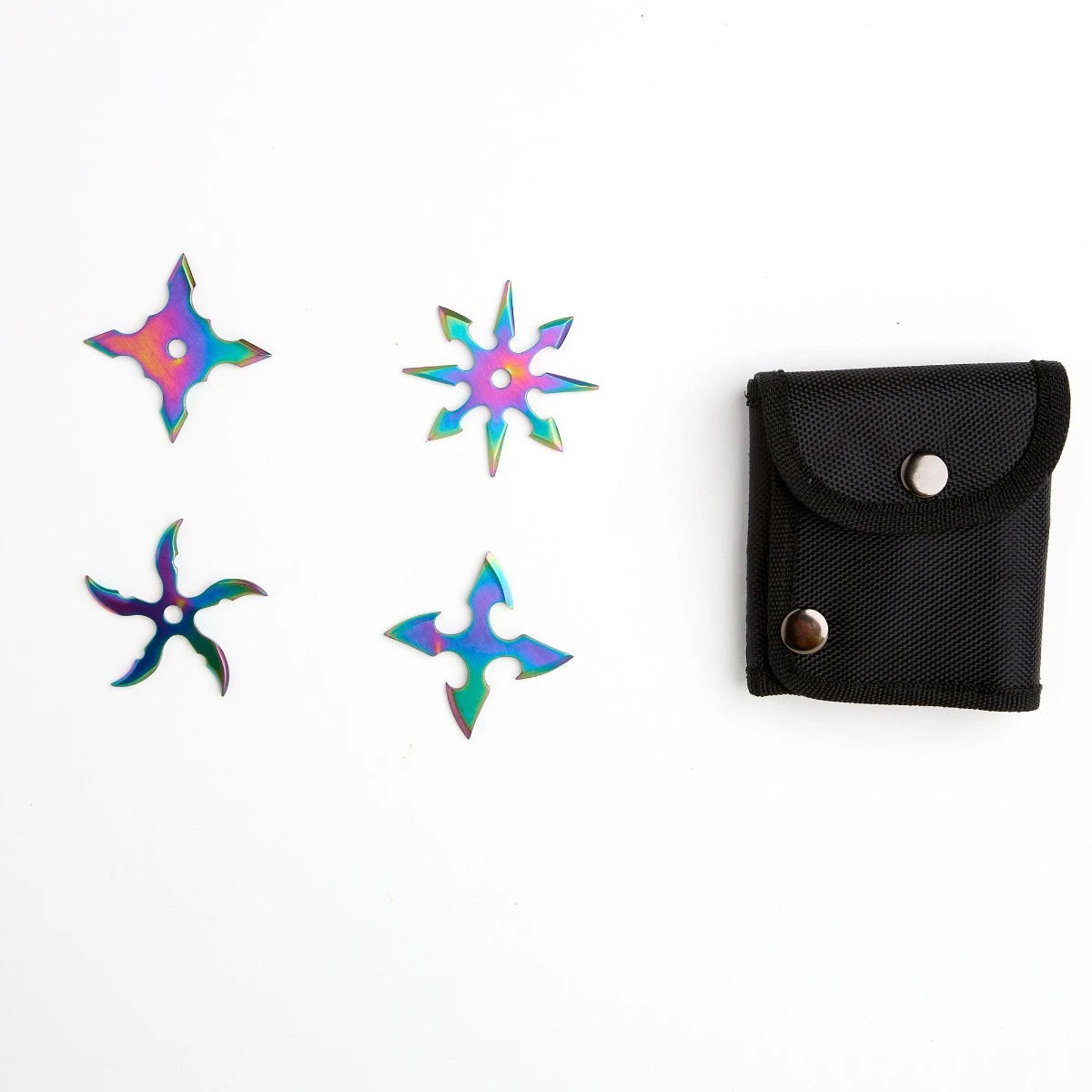 Rainbow Silver Throwing Star Set (4 Piece Set)