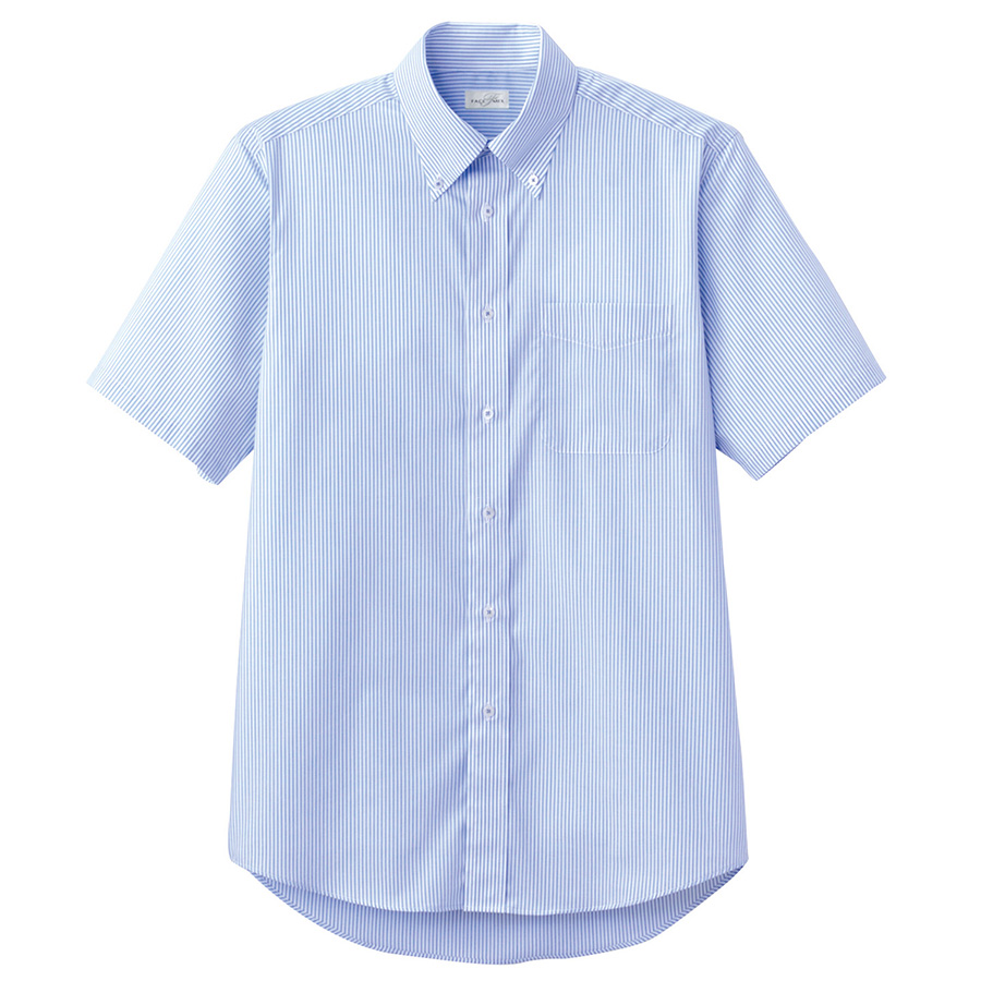 メンズ 半袖ストライプシャツ FB5018M－7 ブルー| 作業服