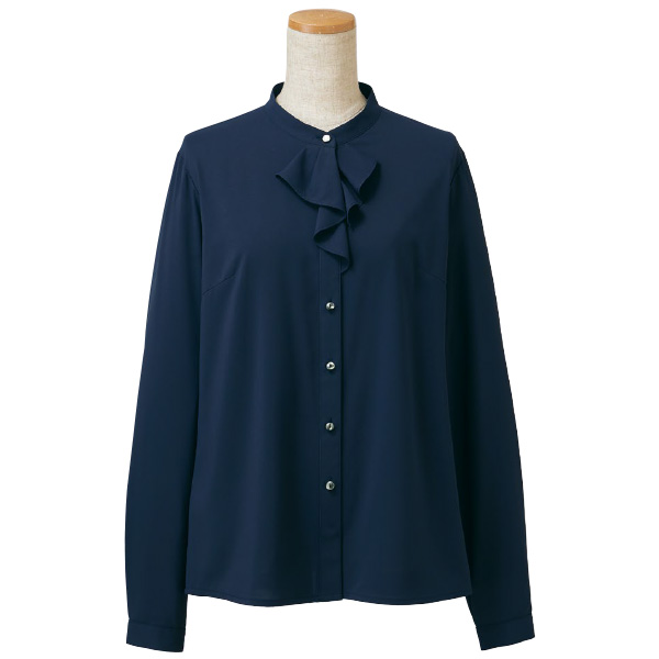長袖フリルブラウス 37151 ネイビー （5～19号） | 【ミドリ