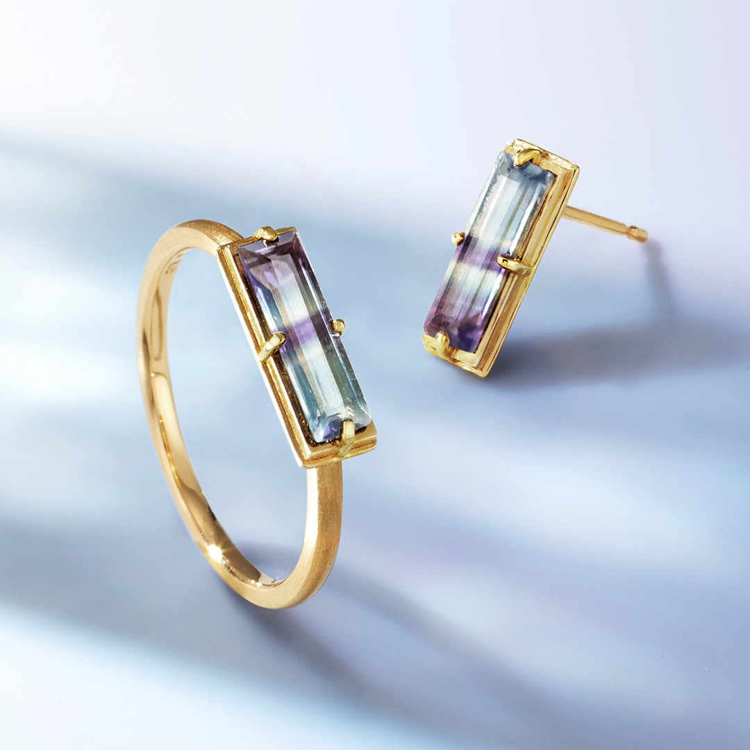 バイカラーフローライト K10/K18/PTリング・ルピリエ