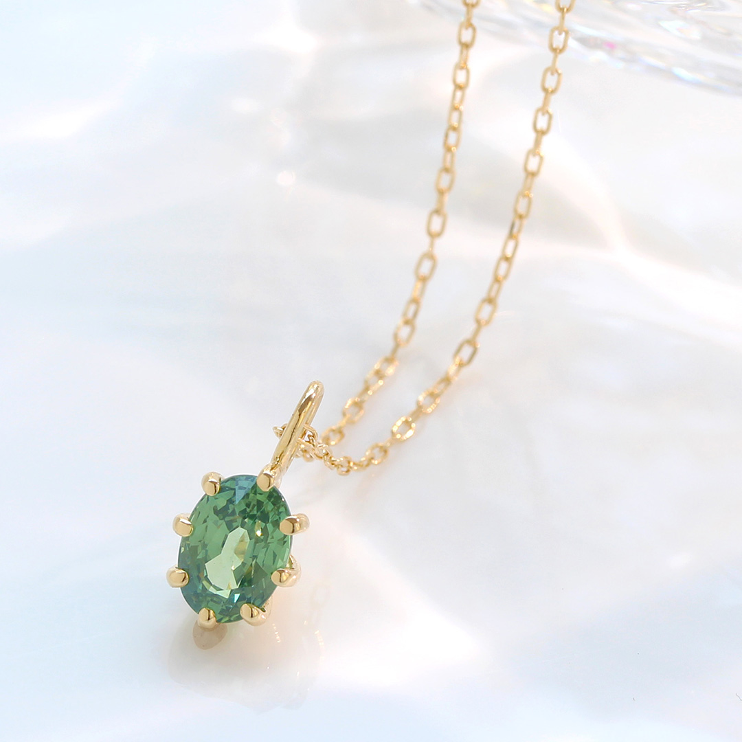 ビズー公式】グリーンサファイア K18(18金) ペンダントトップ